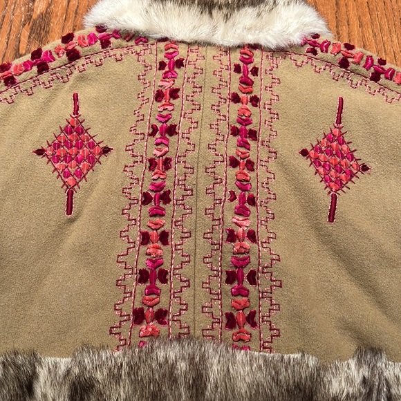 Anthropologie Plenty By Tracy Reese Embroidered Wool With Faux Fur S - Picture 10 of 11